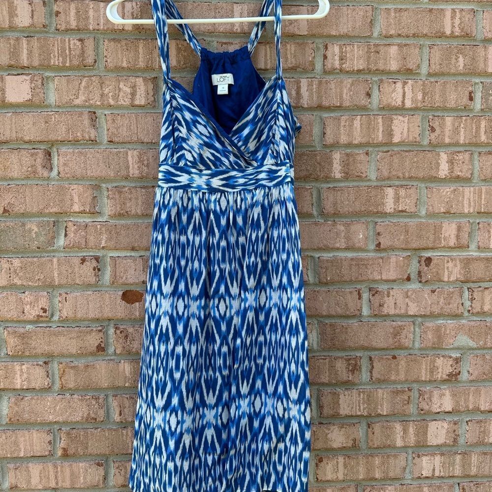 LOFT Blue and White Patterned Dress